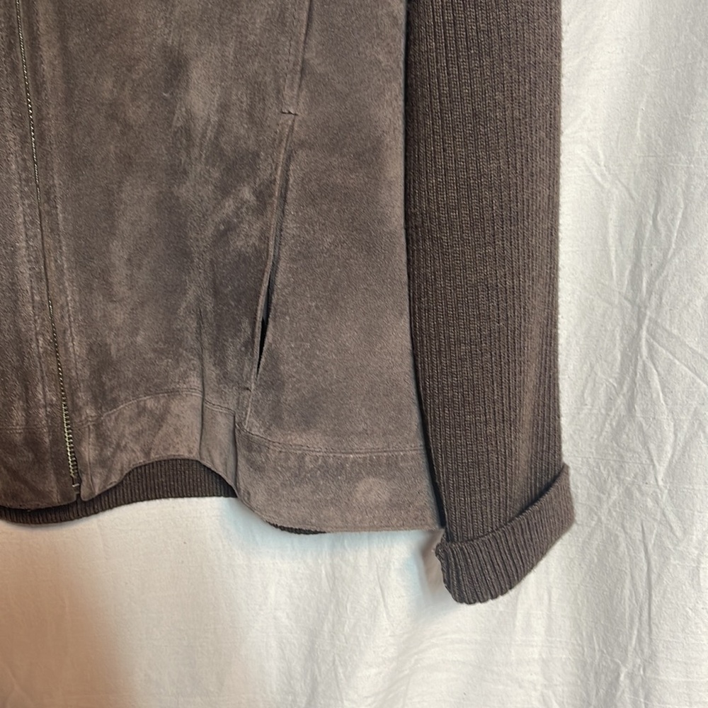 Pendleton Jacket Suede Ribbed Sleeves Medium Brow… - image 7